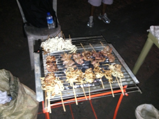 Grilling station, it was too hard to cook on fire haha
